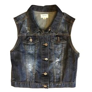 C'est Toi Dark Wash Sleeveless Denim Vest Womens Medium